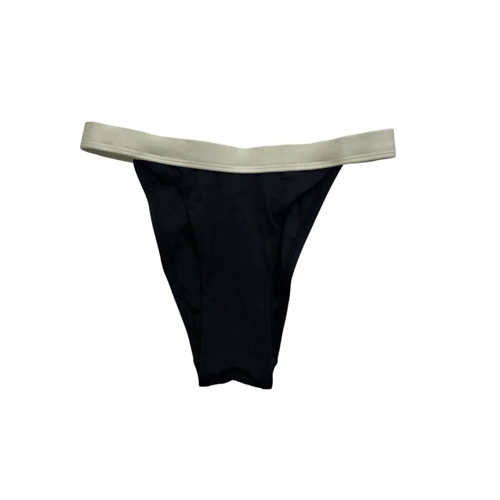 MONDAY Swimwear Santorini Bikini Bottoms in Black Ivory